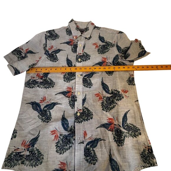 Chaps Men’s Medium Short Sleeve Linen Cotton Hawaiian Shirt With Tropical Print - Picture 6 of 9